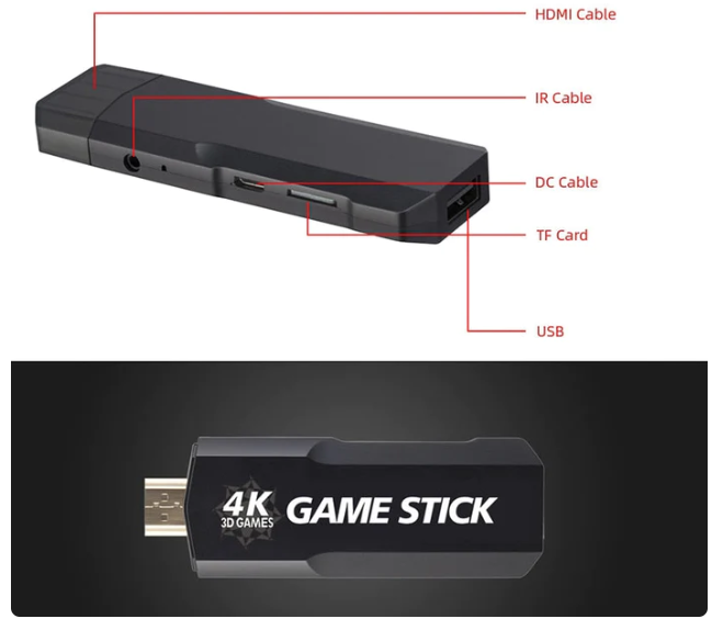 Vídeo Game Stick GD10 Retrô Ultra 4K 64GB + 2 Controles sem Fio (com mais de 30.000 jogos)